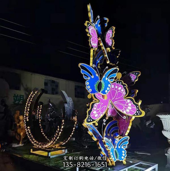 城市廣場不銹鋼蝴蝶亮化雕塑（7）