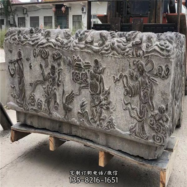 庭院景觀仿古浮雕園林老石槽雕塑（1）