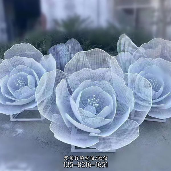 園林擺放不銹鋼創新網格花朵景觀雕塑