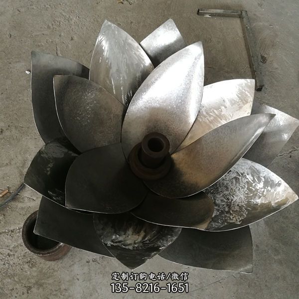 不銹鋼鏡面抽象園林蓮花擺件
