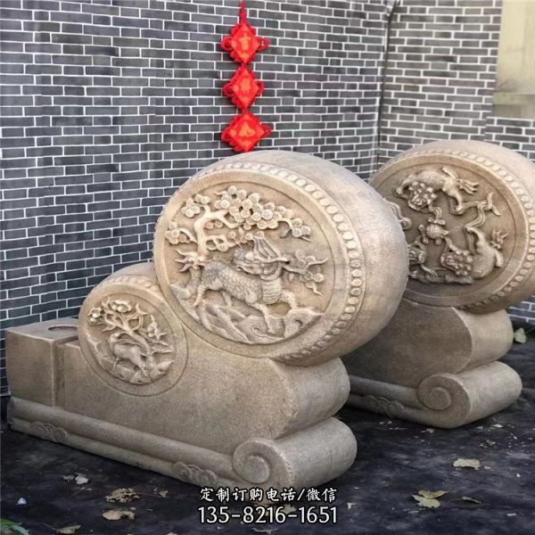 農村大理石石雕庭院浮雕抱鼓石門墩雕塑