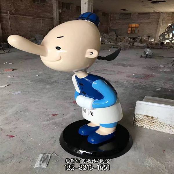 飯店門前擺放玻璃鋼迎賓卡通公仔雕塑（2）