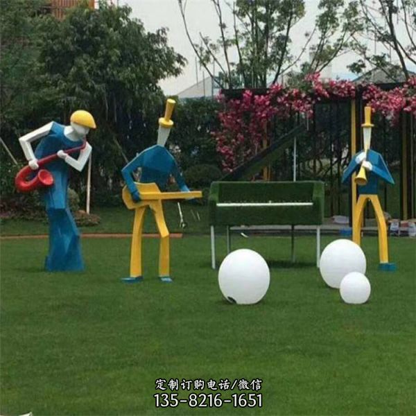 玻璃鋼抽象演奏音樂人物公園綠地小品擺件地雕塑