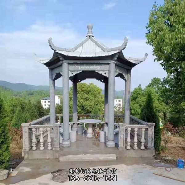 庭院公園花崗巖單層 古建中式涼亭擺件