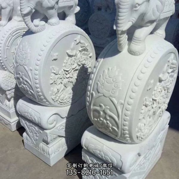 景觀中式青石門墩 圓形抱鼓石雕塑（2）
