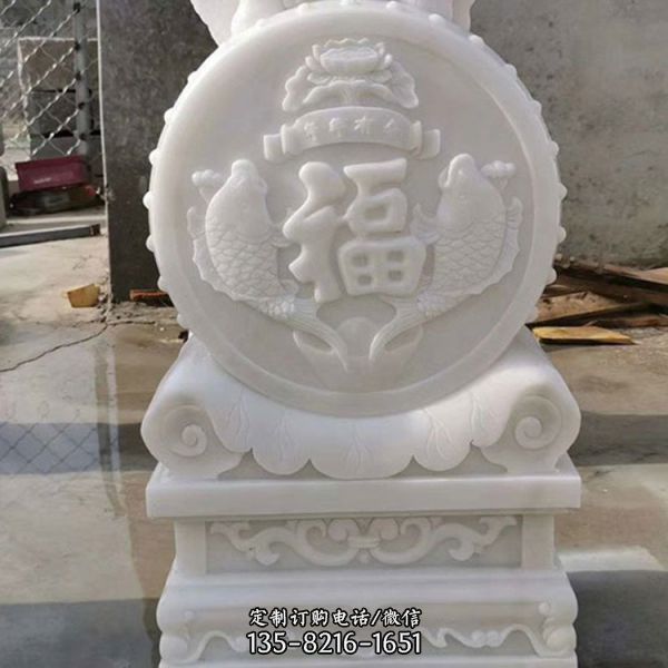 景觀中式青石門墩 圓形抱鼓石雕塑（3）