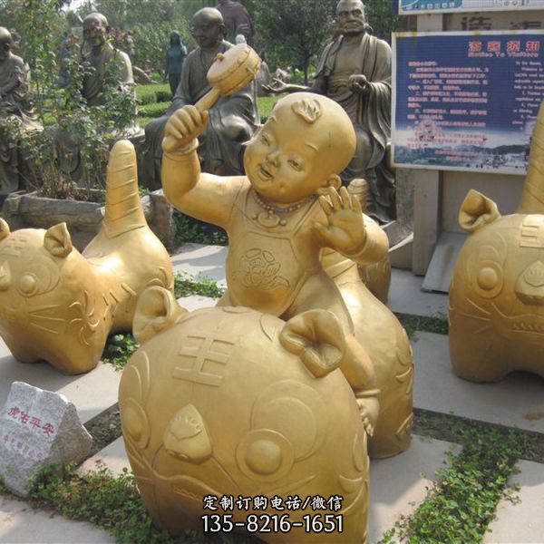 城市街道玻璃鋼仿銅園林景觀人物情景雕塑（2）