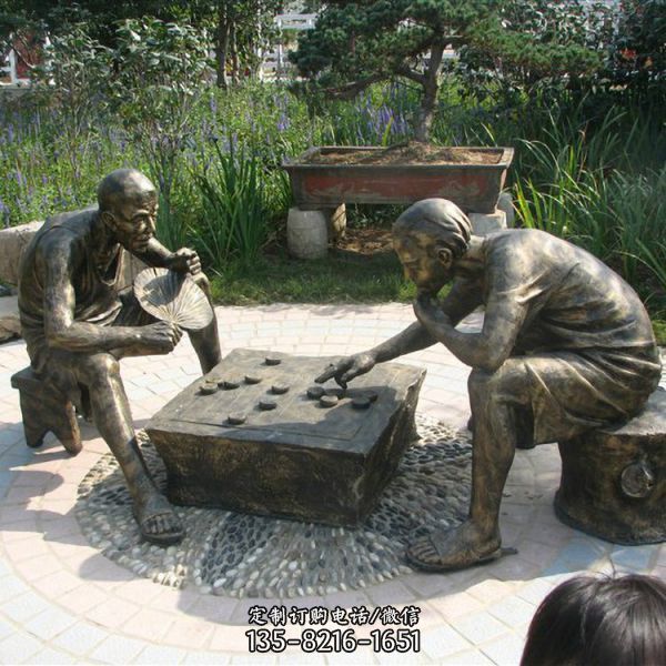 城市街道玻璃鋼仿銅園林景觀人物情景雕塑（5）
