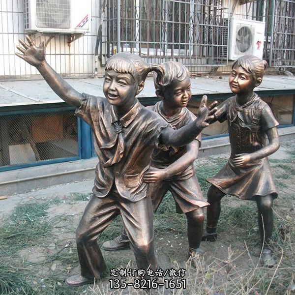 城市街道玻璃鋼仿銅園林景觀人物情景雕塑（1）