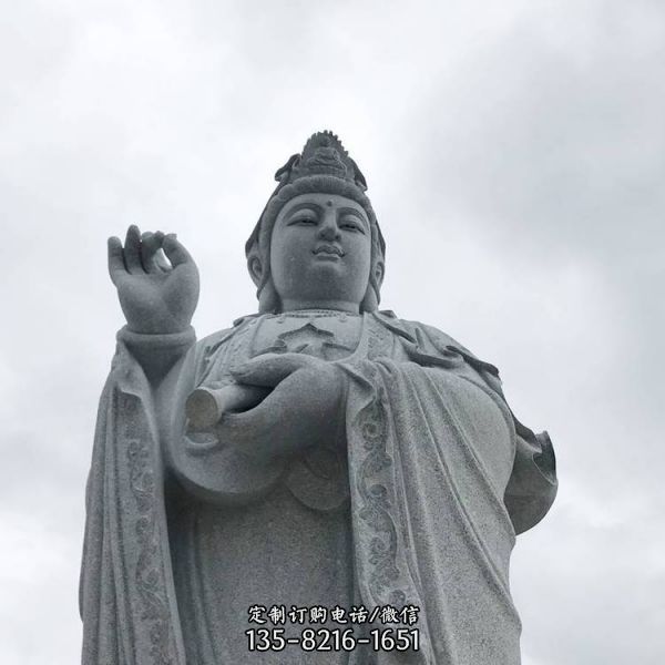 石雕園林大型觀音雕塑 戶外大理石三面觀音擺件（1）