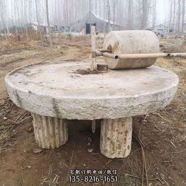 石雕招財流水古典擺件做舊馬槽多用庭院魚花盆雕塑（5）