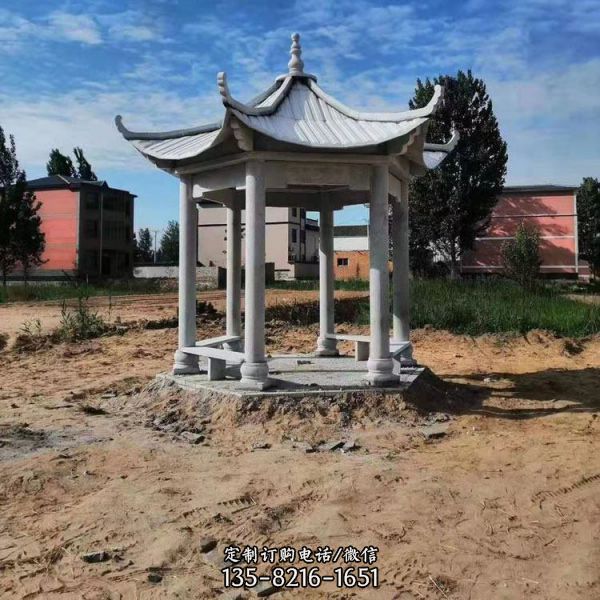 中式石雕戶外多層乘涼涼亭雕塑（2）