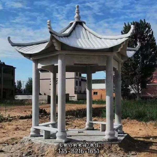 中式石雕戶外多層乘涼涼亭雕塑（3）