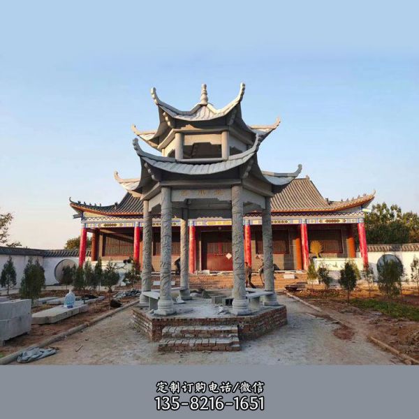 中式石雕戶外多層乘涼涼亭雕塑（1）