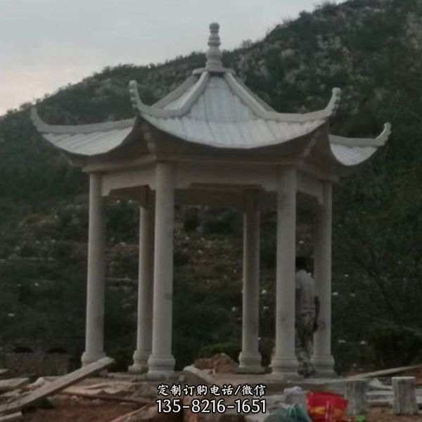 中式石雕戶外多層乘涼涼亭雕塑（4）