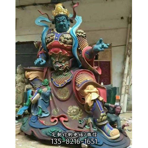 宗教寺廟大型玻璃鋼彩繪四大金剛雕塑