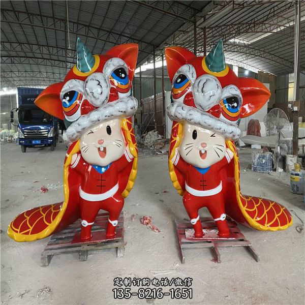 玻璃鋼動物雕塑 造型新年生肖卡通鼠雕塑
