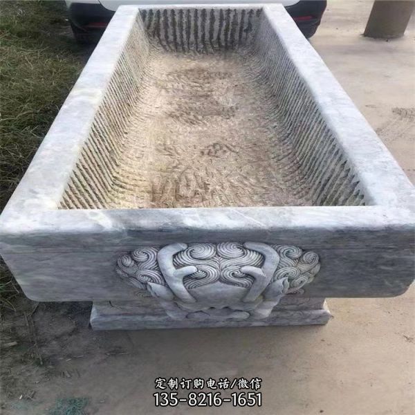 青石雕刻仿古長形老石槽養魚水池