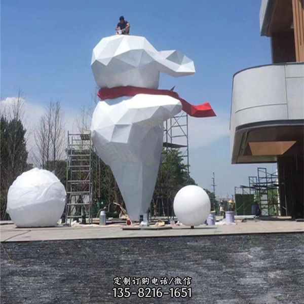 不銹鋼塊面兔子大型卡通創意雕塑（1）