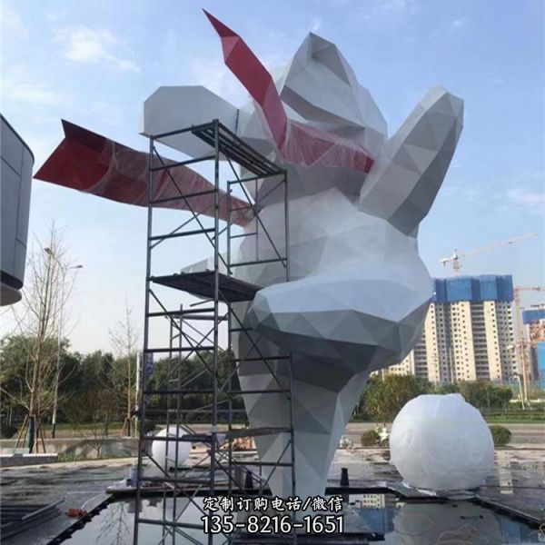 不銹鋼塊面兔子大型卡通創意雕塑（4）