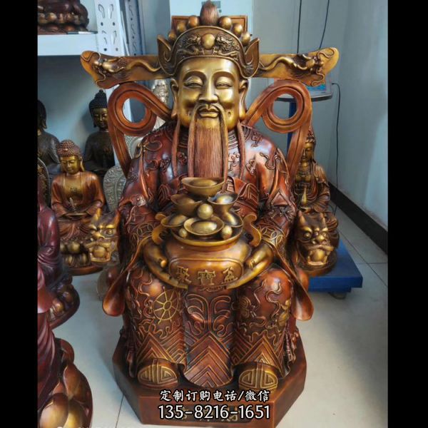 純銅家居供奉招財納福財神雕塑（2）