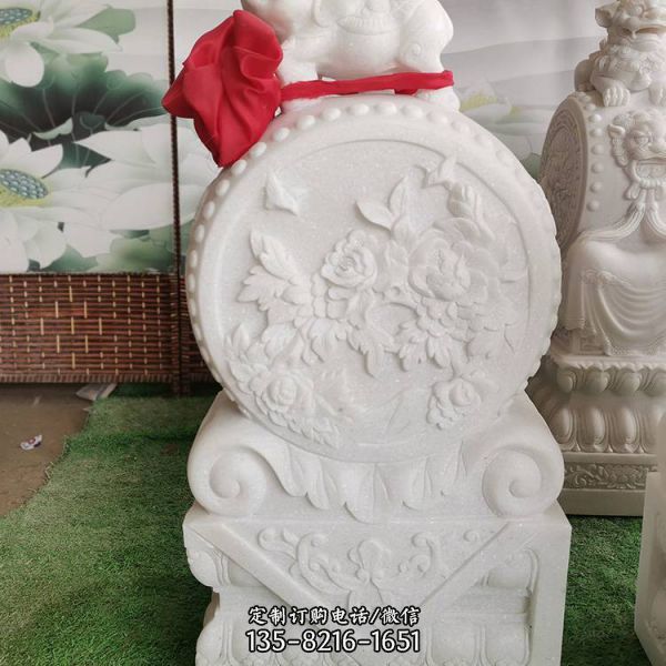 浮雕園林大型漢白玉石雕抱鼓石雕塑