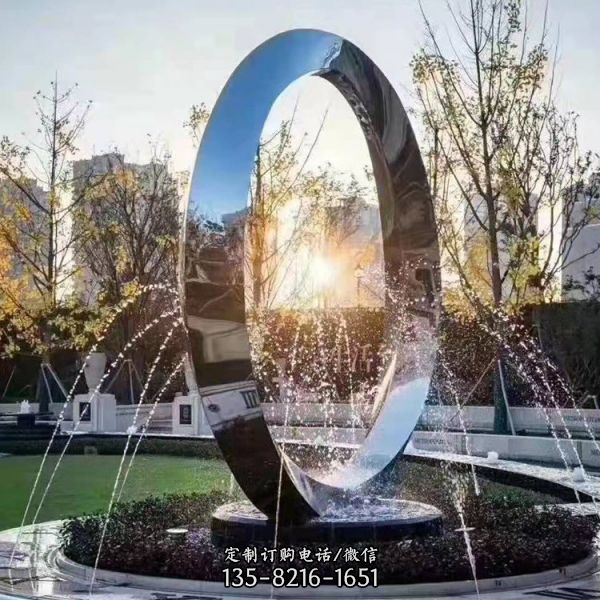 城市廣場不銹鋼抽象藝術水景觀雕塑（5）