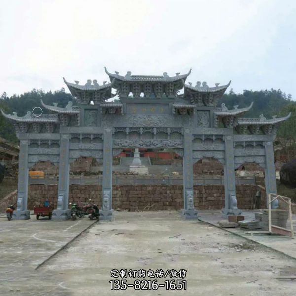 園林景觀三門古建筑花崗巖門樓石牌坊（3）