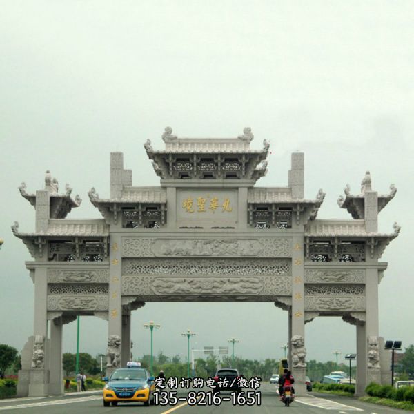 園林景觀三門古建筑花崗巖門樓石牌坊（5）