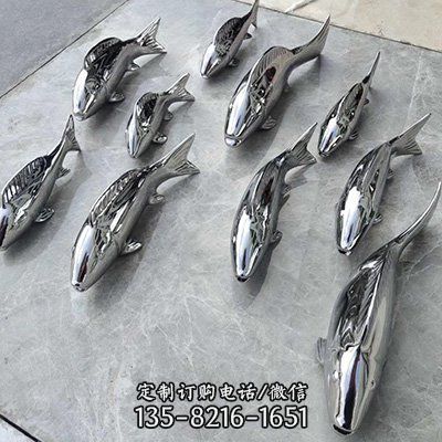 戶外水景不銹鋼鏡面抽象動物植物雕塑（2）