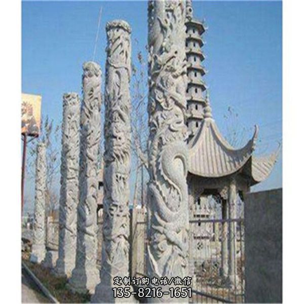 青石浮雕石龍柱 廣場(chǎng)浮雕盤(pán)龍文化柱雕塑（1）