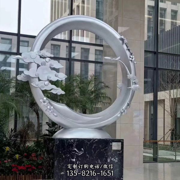 蝴蝶環形水景不銹鋼鏡面雕塑（1）