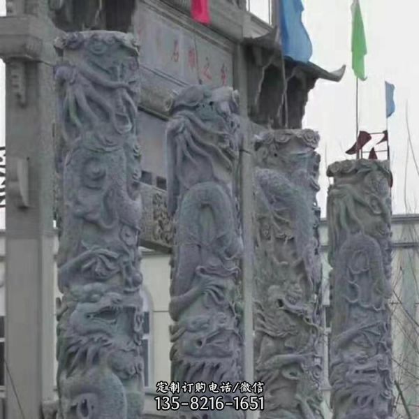 青石廣場石雕廣場盤龍柱雕塑（6）