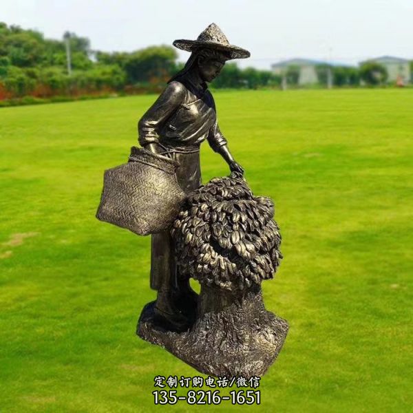 玻璃鋼仿銅茶文化人物雕塑 曬茶炒茶洗茶（2）