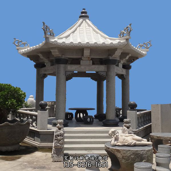 小區青石雕刻中式休閑涼亭（2）