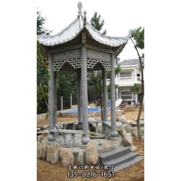 小區青石雕刻中式休閑涼亭（3）