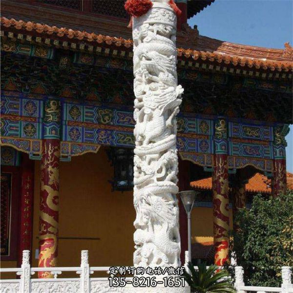 石雕龍柱景區古建筑石雕文化柱雕塑（5）