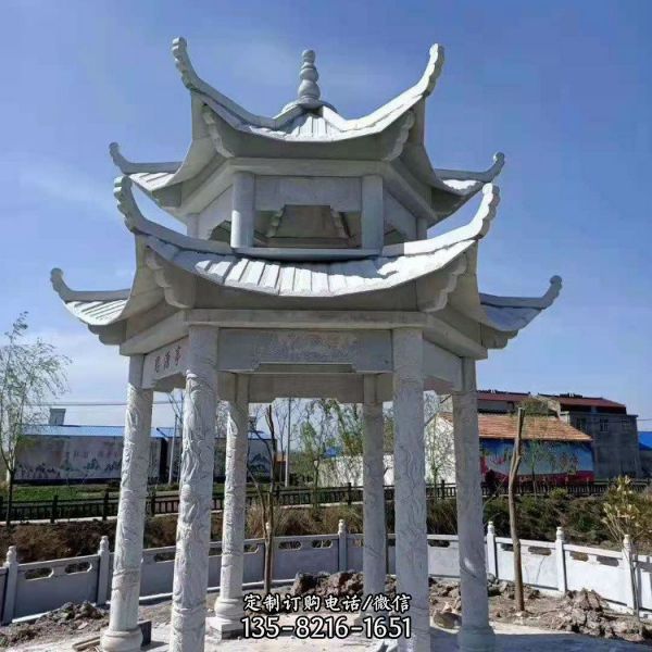戶外小區裝飾雙層雕刻石涼亭（3）