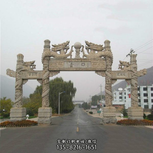 小區公園廣場古鎮景區石牌坊雕塑（3）