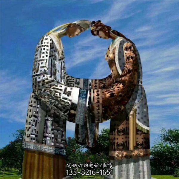 園林商場(chǎng)大型不銹鋼鏤空抽象人物雕塑（1）