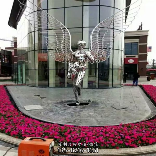 園林商場(chǎng)大型不銹鋼鏤空抽象人物雕塑（2）