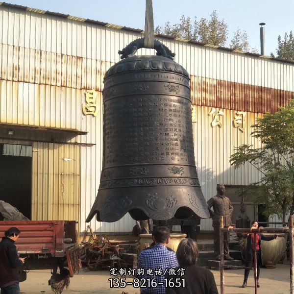 景區寺廟戶外擺放祈福鑄鐵銅鐘雕塑（5）