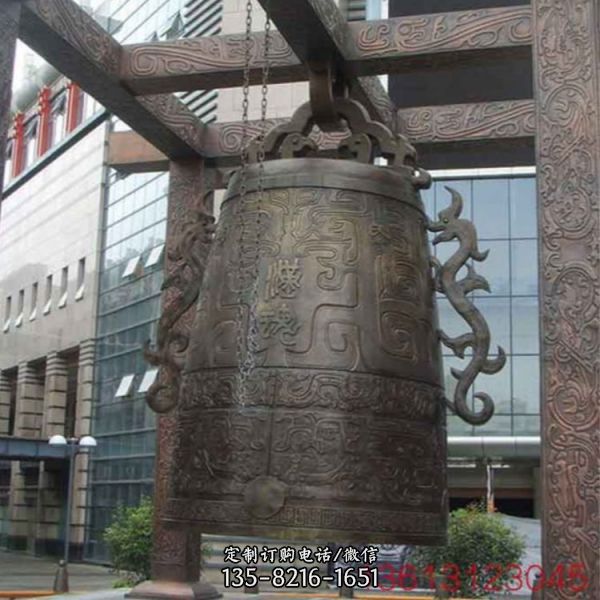 景區寺廟戶外擺放祈福鑄鐵銅鐘雕塑（3）
