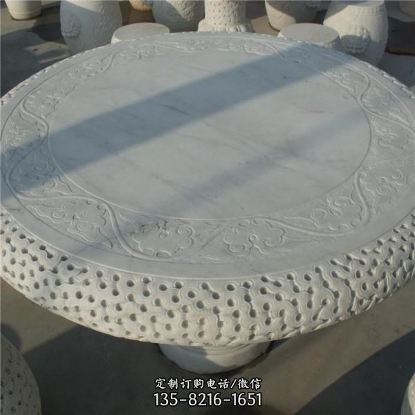 庭院仿古園林戶外一套青石浮雕石桌椅（2）