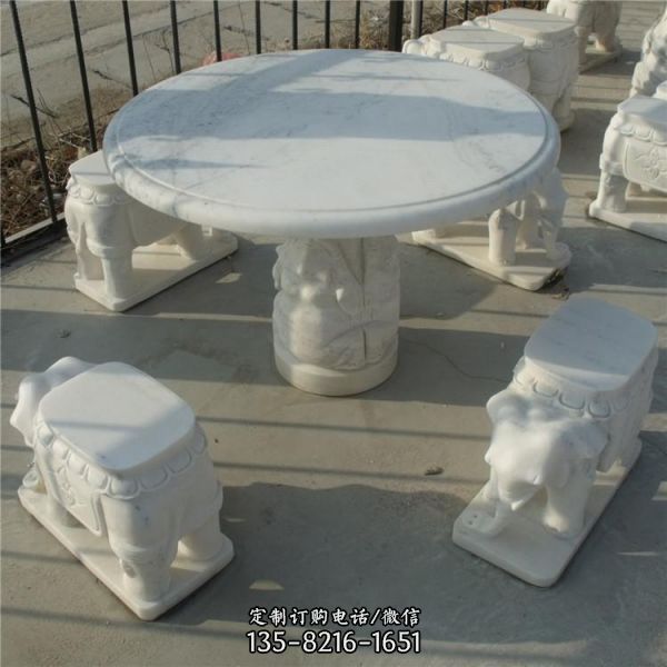 庭院仿古園林戶外一套青石浮雕石桌椅（1）