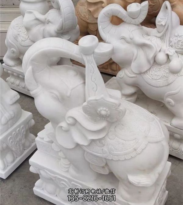 招財(cái)大象石雕小象雕塑擺件（3）