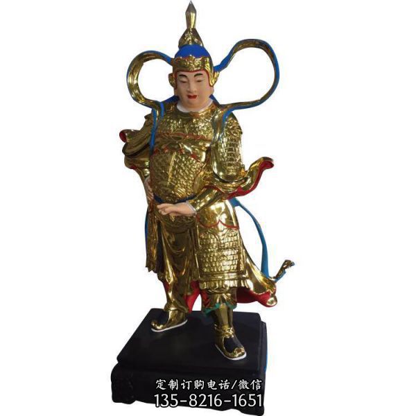 寺廟供奉樹脂彩繪關公珈藍韋陀護法神像（5）