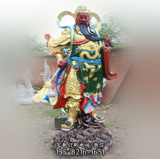 寺院樹脂彩繪橫刀關公雕像 五谷大帝佛像（1）