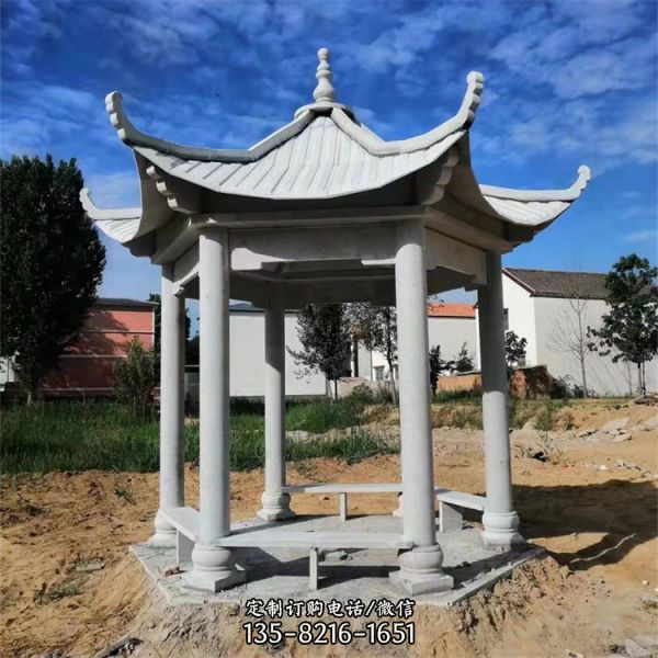 中式小區戶外乘涼仿古石亭子雕塑（1）