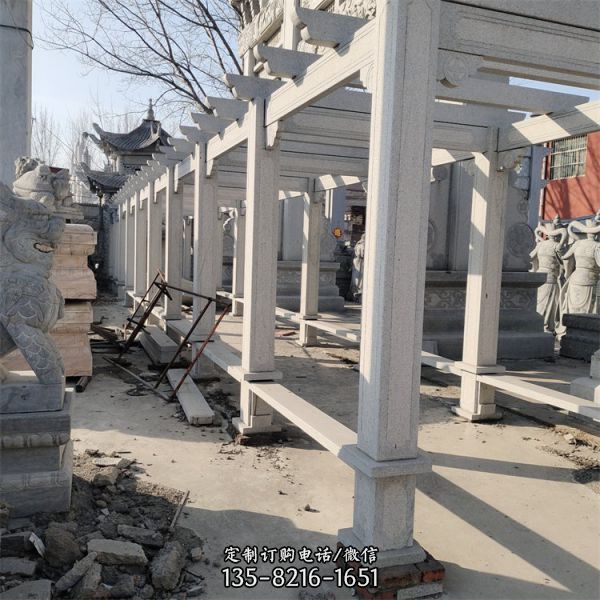 中式小區戶外乘涼仿古石亭子雕塑（5）